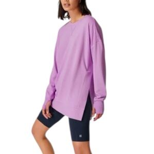 Sweaty Betty After Class Oversized Sweatshirt Split Side Cotton Modal Lilac XS